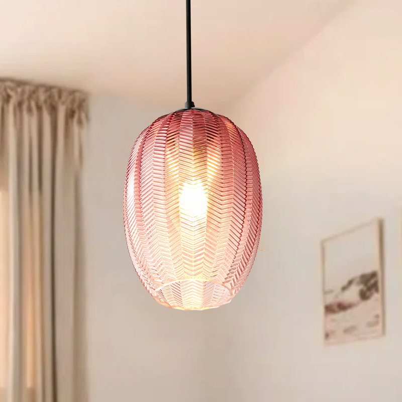 1 - Light Dome Glass Kitchen Island Pendant Light, Red
