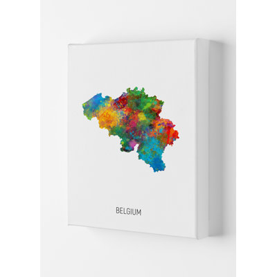 Belgium Watercolour Map by Michael Tompsett - 1 Piece Wall Art