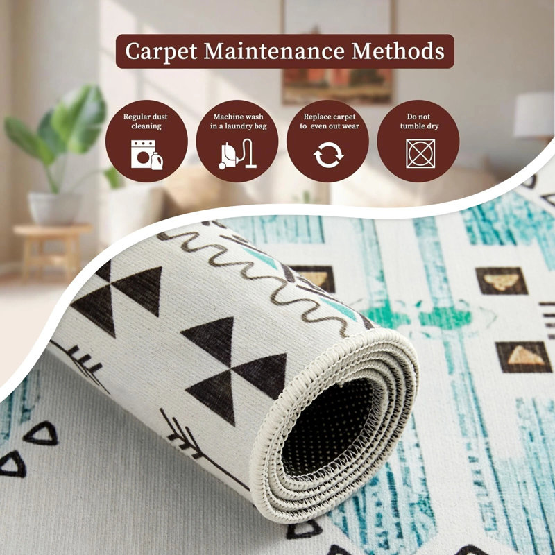 Deira Zuri Printed Area Rug - Geometric Design Modern Washable Indoor Floor Mat for Living Room, Rectangle 200 x 290 cm