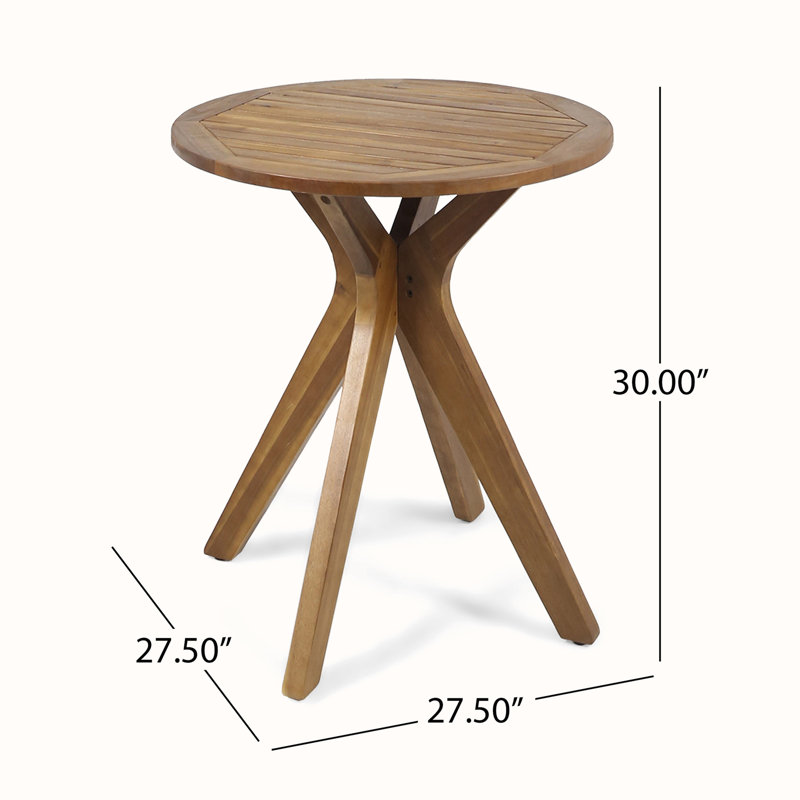 Table basse ronde en bois 27,5 po , Teck