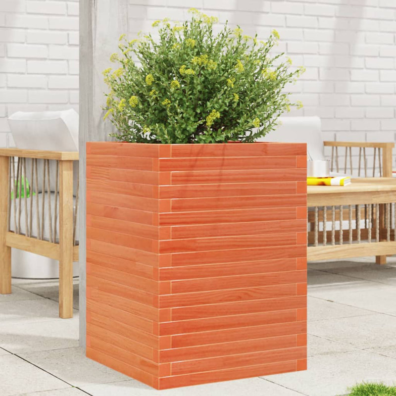 Amiela Planter Box, Wax Brown, 68.5cm H x 50cm W x 50cm D