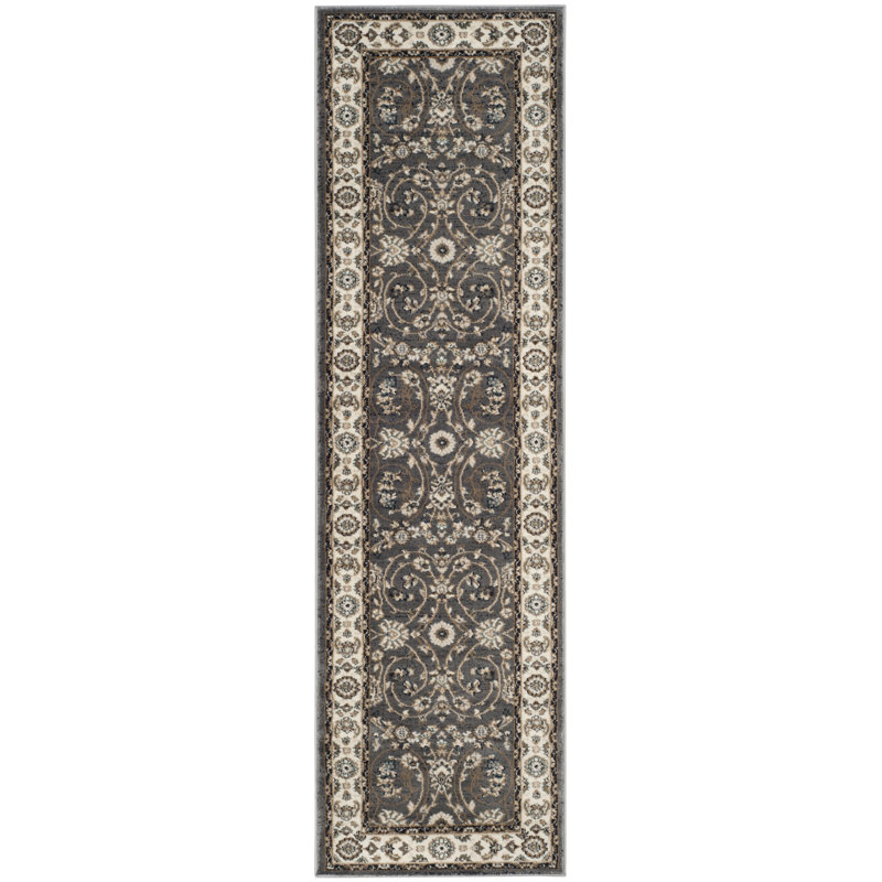 Klose Performance Oriental Rug, Anthracite/Cream, Runner 2'3" x 16'