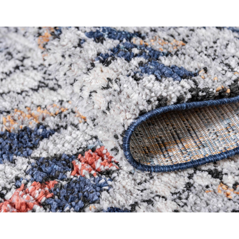 Tapis bleu marine / beige Allenvale, Tapis de couloir 2 pi x 8 pi