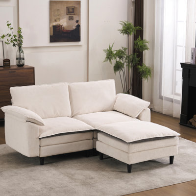 Canapé modulaire en L 70,87 po à deux tons en forme de L, canapé modulaire avec repose-pieds, assise profonde en chenille 2 places et coussin - pour le salon, la chambre à coucher, un appartement