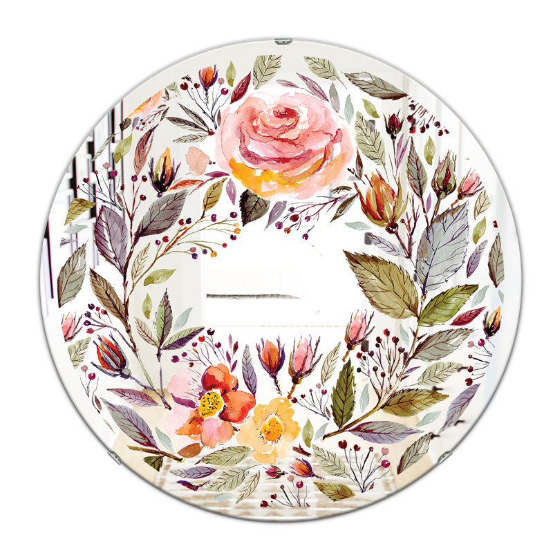 Miroir décoratif floral pastel, H 23,6 po x l 23,6 po