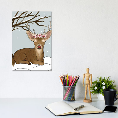 Christmas Reindeer 1 Piece Wrapped Canvas Painting