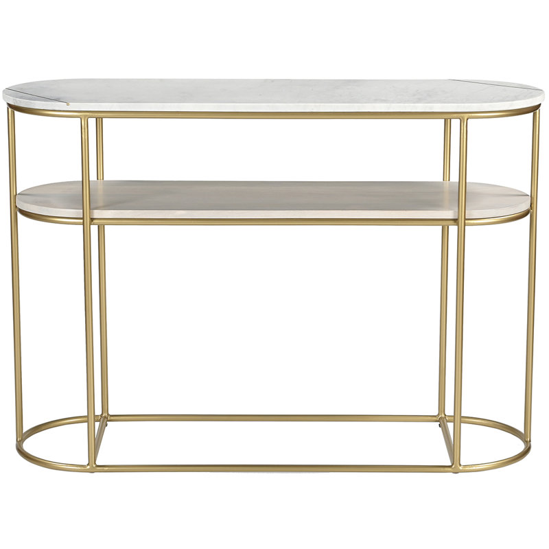 Anjanet 112cm Console Table, White Wood, Gold
