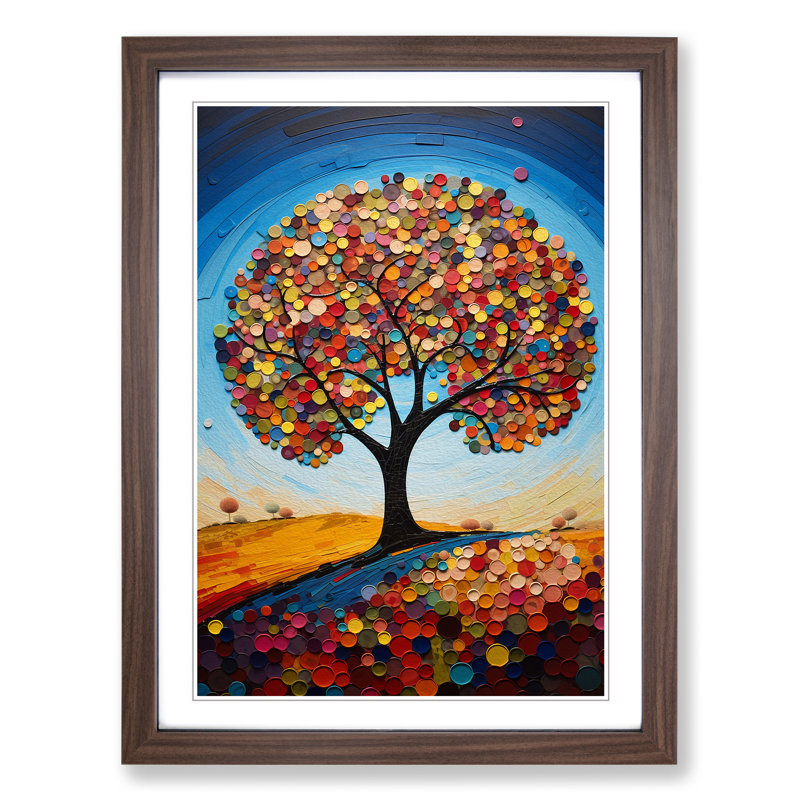 Tree Colour Field No.2 - Single Picture Frame Print on Wood, Walnut Framed, 64cm H x 46cm W