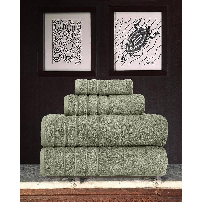 Ensemble de serviettes 100% coton turc Shantae - pièce, moelleux, léger et très absorbant - ensemble de 4, Vert