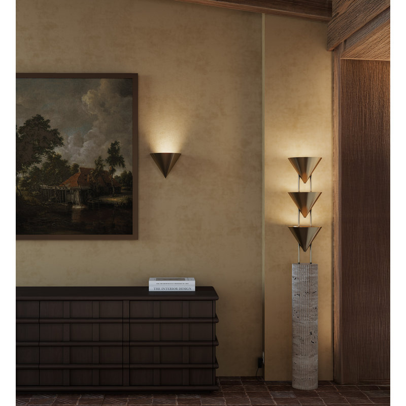 Versus 67-in Brass Floor Lamp, Patina Brass