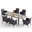 Table de salle à manger d'extérieur rectangulaire extensible d'apparence en bois avec chaises rembourrées-98982945