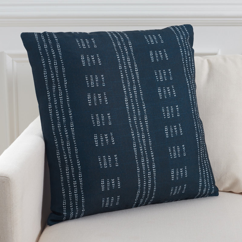 Deep Blue and White Striped Square Pillow, 20" x 20"