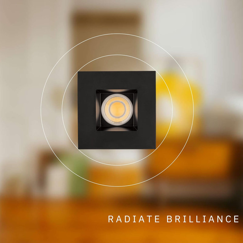 Éclairage encastré carré 3 po 24 W à 1800 lumens Perlglow, Noir