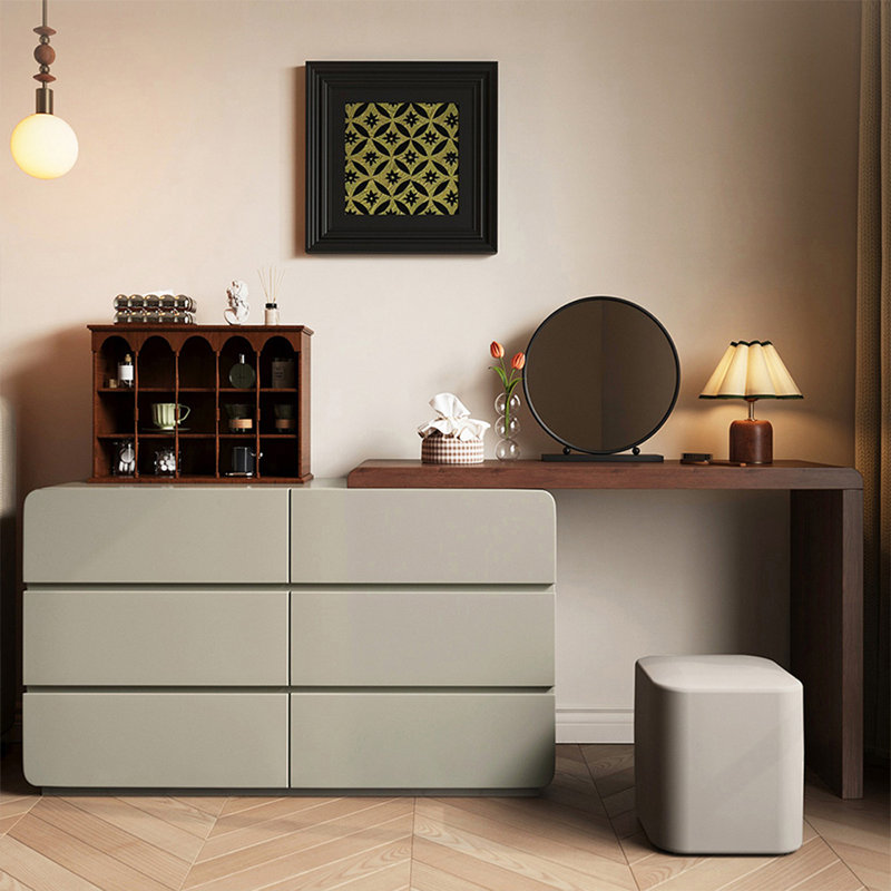 Coiffeuse avec miroir, 6 tiroirs, 1 chaise