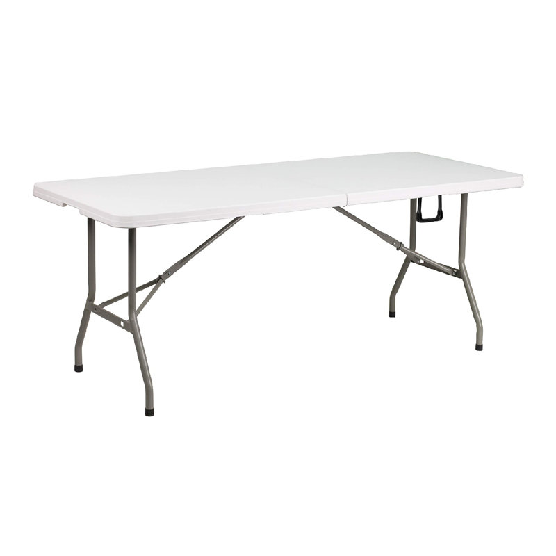 6" Rectangular Plastic Folding Event Table, Portable Banquet Table For Indoor/Outdoor Events, White