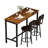Industrial High Top Dining Set, Compact 3-Piece Pub Table With 2 Comfortable Stools, 2 Size & 4 Color Options For Studio & Cafe-1323709097-1323709096