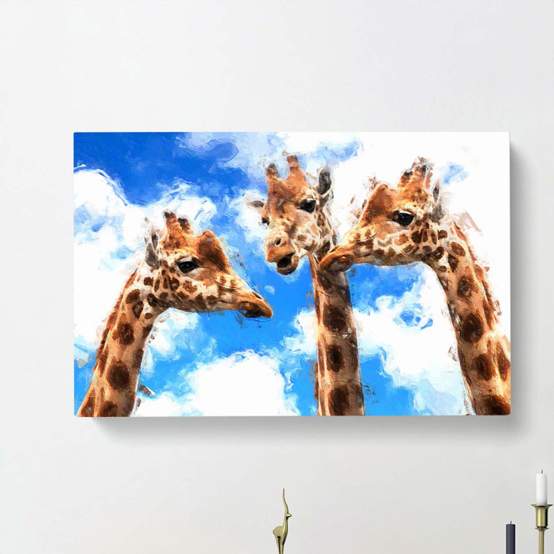 Three Giraffes In Abstract - Wrapped Canvas, 50cm H x 76cm W x 3cm D