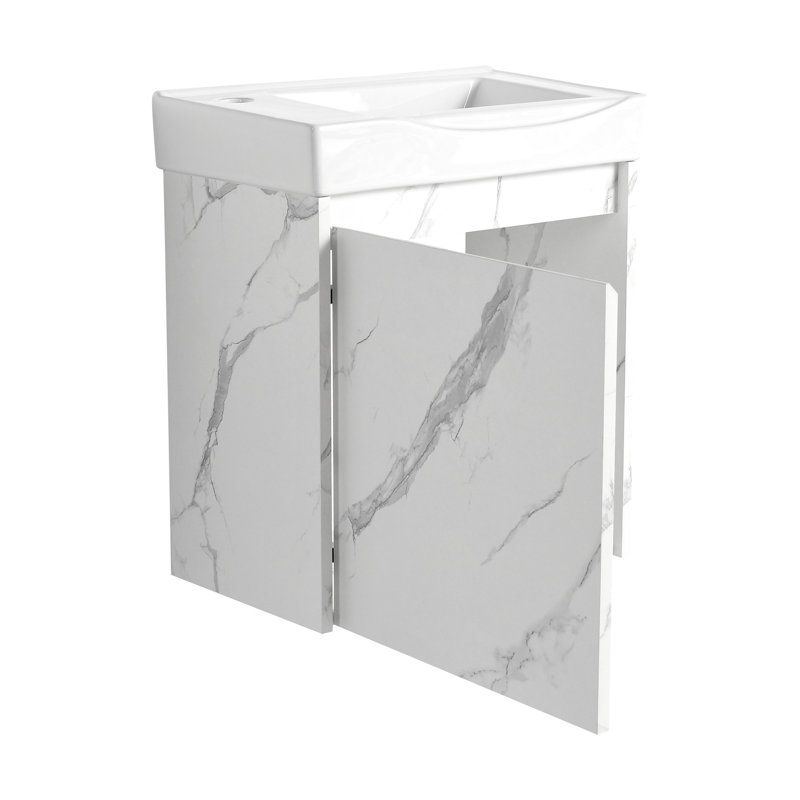 Armoire de salle de bain avec lavabo en céramique - Essentiels modernes et fonctionnels