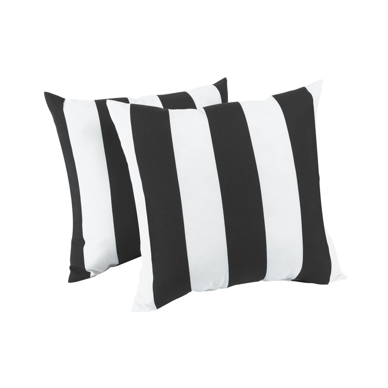 Outdoor Waterproof Pillow Set Of 2,18×18 Inches Pillows, Black White Stripes