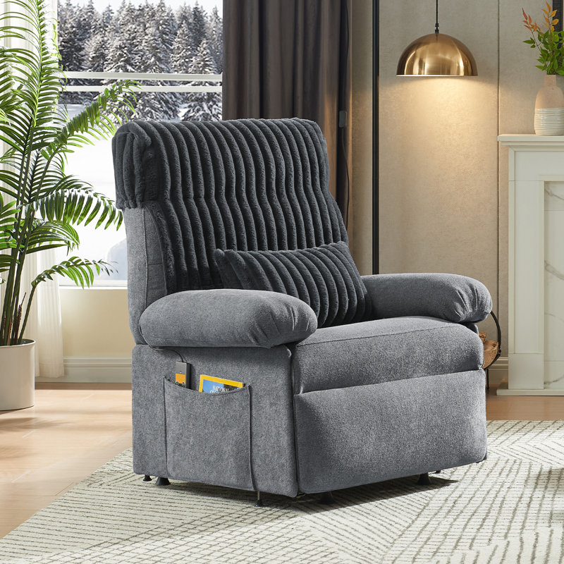 Power Lift Recliner Chair for Elderly,Electric Recliner With Triple Motor&Side Pocket for Living Room and Bedroom, Gray