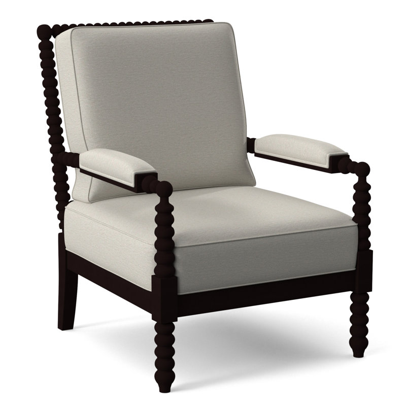 Lind Island 29" Wide Lounge Chair, Java Finish, White Performance Fabric; 0851-94