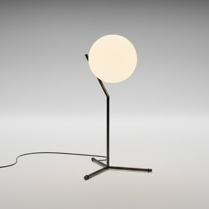 Modern Globe Table Lamp With Tripod Base, Black