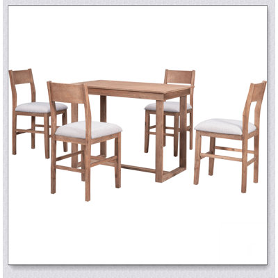 Farmhouse Counter Height 5-Piece Dining Table Set with 1 Rectangular Dining Table and 4 Dining Chairs for Small Places