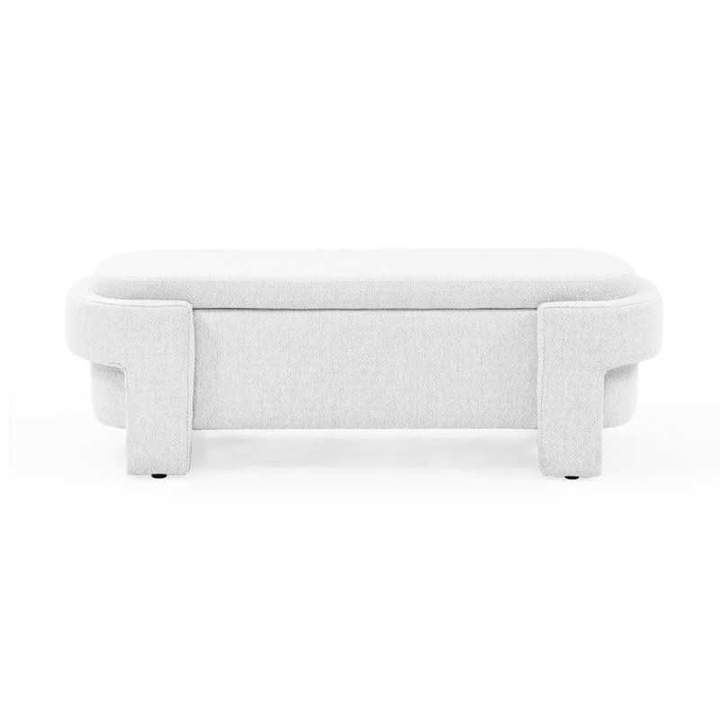 Linen Fabric Upholstered Bench With Large Storage Space For The Living Room, Entryway And Bedroom,White,( 51.5''X20.5''X17'' )