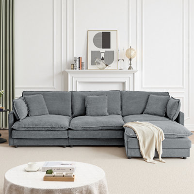 L-shaped Sectional Sofa Couches With Ottoman Oversized 4 Seater Couch For Living Room by Latitude Run