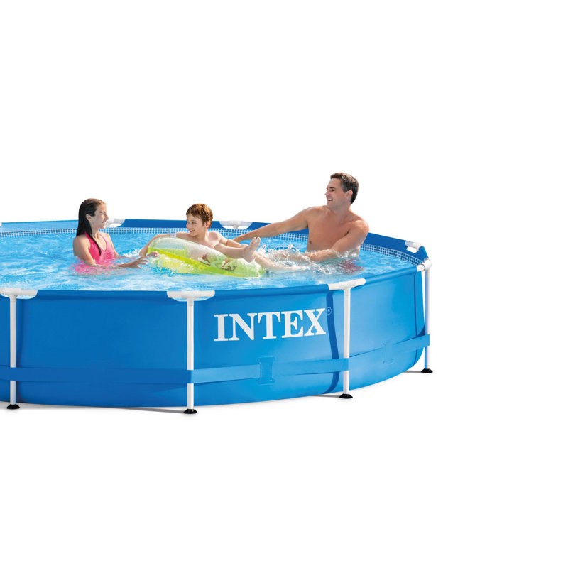 Intex 12 ft Round Blue Metal Frame Above Ground Pool