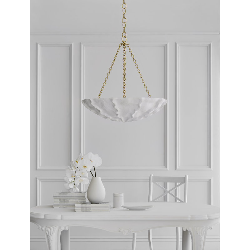 AERIN Benit Medium Sculpted Chandelier, Plaster White