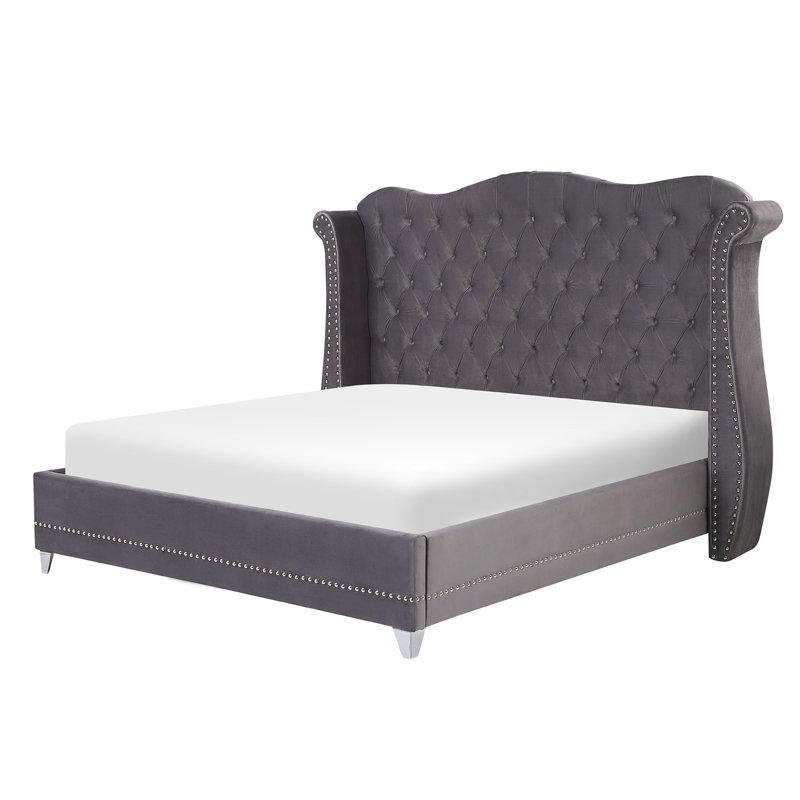 Dermott Upholstered Bed, European Kingsize (160 x 200cm), Grey