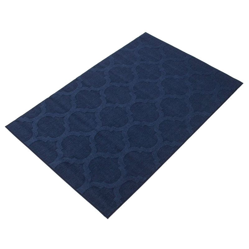 Ensemble de tapis bleu marine marocain Jullie, Rectangle 6 pi 7 po x 9 pi 6 po