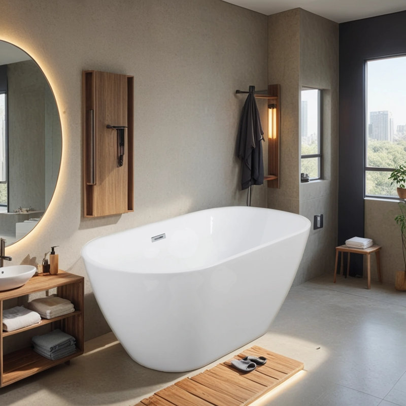 63.11'' x 28.82'' Soaking Acrylic Bathtub