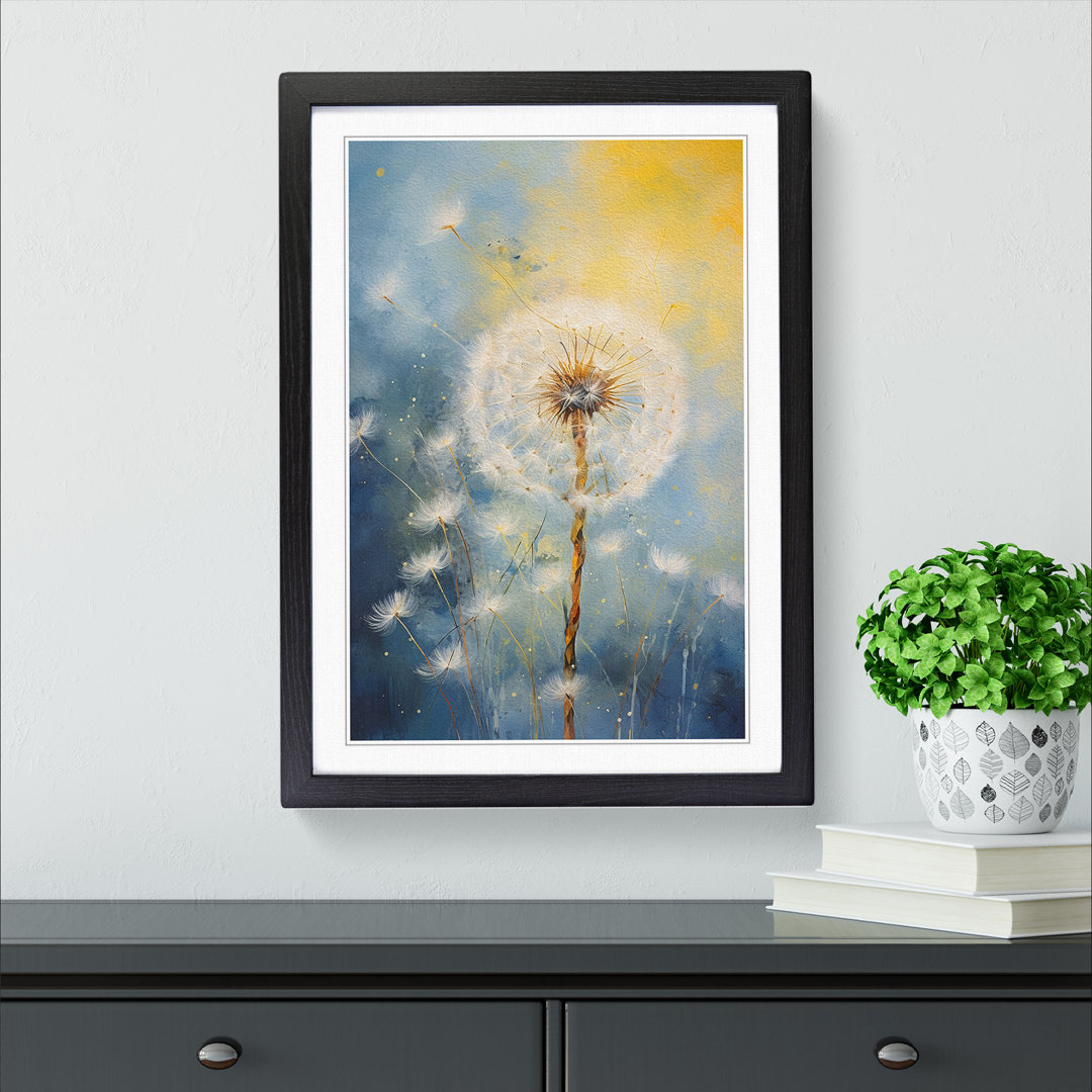 Dandelion Hard Edge Painting - Single Picture Frame Art Prints on Wood
