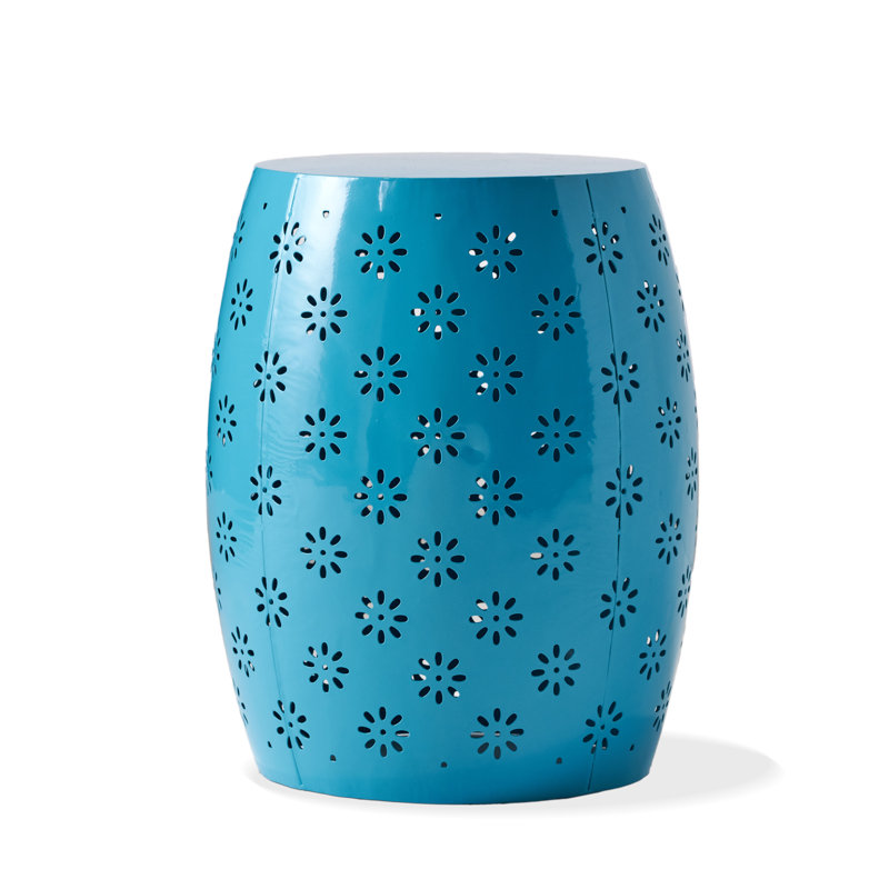 Pastrana Round Metal Outdoor Side Table , 17.75'' in. W 12.25'' in. D, Blue