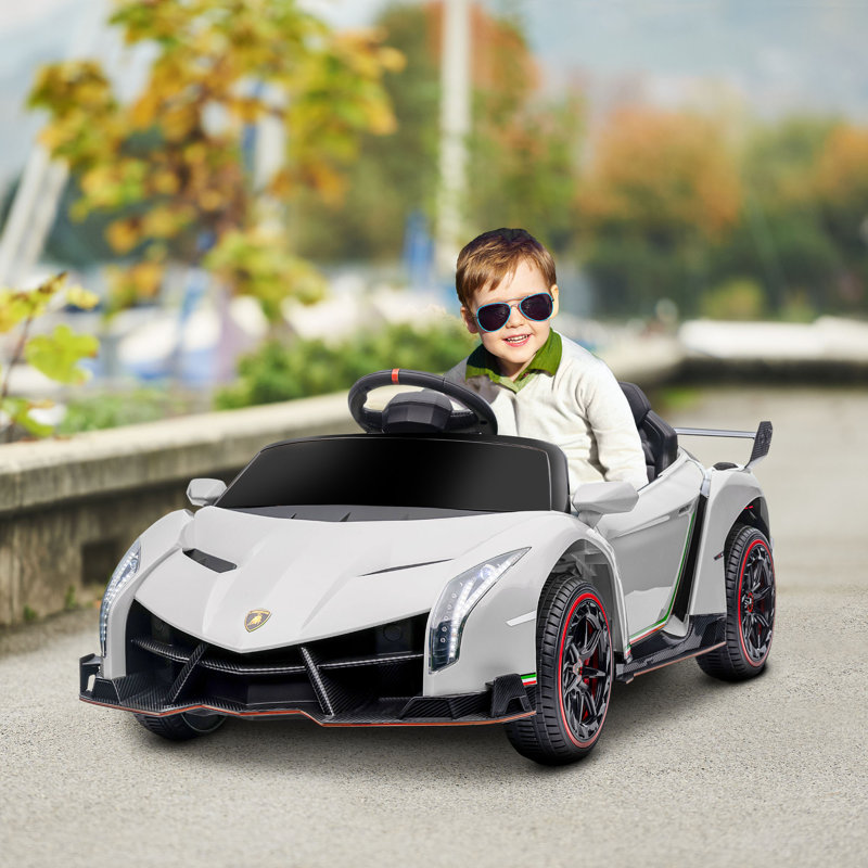 White 12V Lamborghini Veneno Kids Ride-On Car with Remote Control