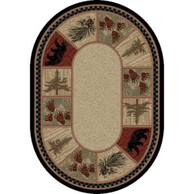 Tapis géométrique beige / noir Seagle