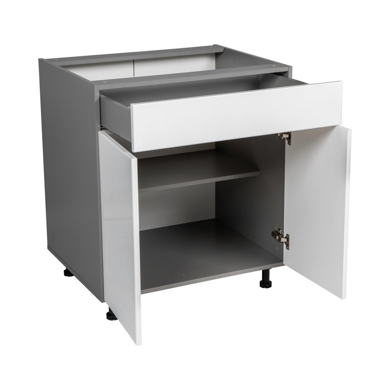 Armoire ouverte standard en panneau de particules H 34,5 po prête à assembler, Blanc lustré, H 34,5 po x l 33 po