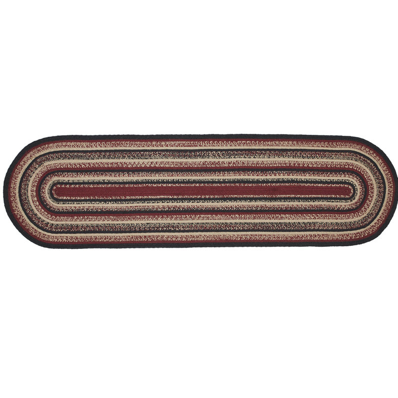 Batichon Hand Braided Striped Indoor Rug, Oval 1'10" x 6'6"
