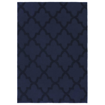 Tapis bleu marine à motif de treillis