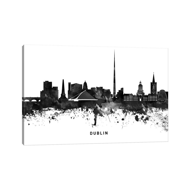 Dublin Skyline Black & White - Wrapped Canvas Print, 152.5 cm H x 101.5 cm W