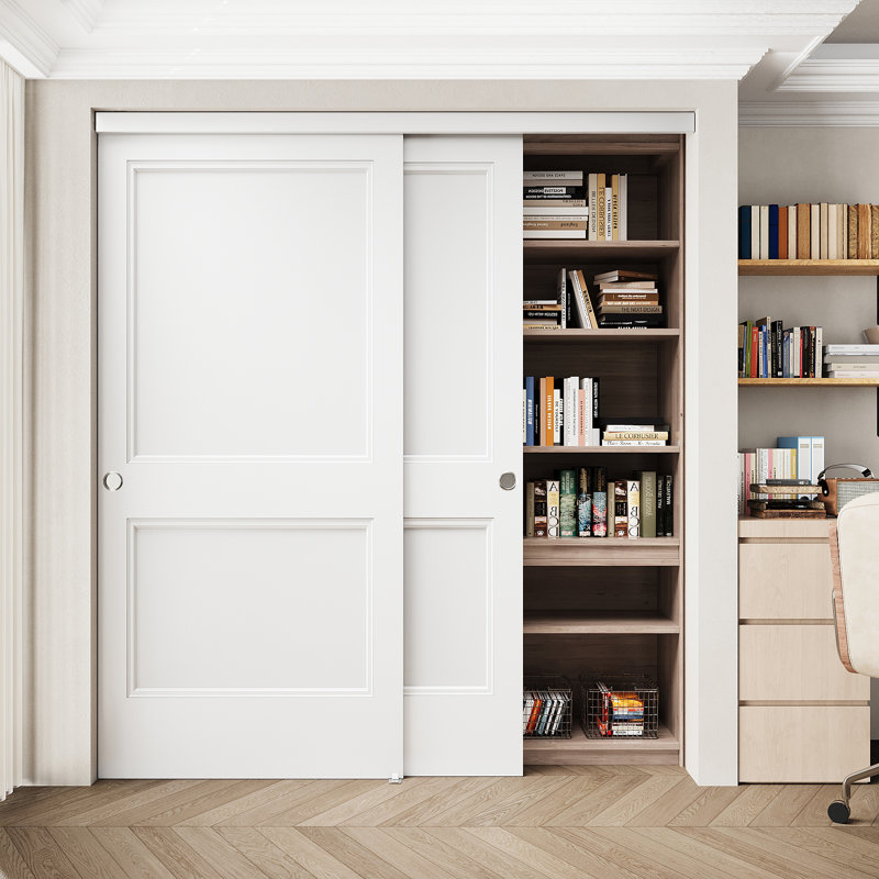 Porte coulissante intérieure blanche 80 "pour garde-manger et garde-robe avec quincaillerie complète, 72" x 80"