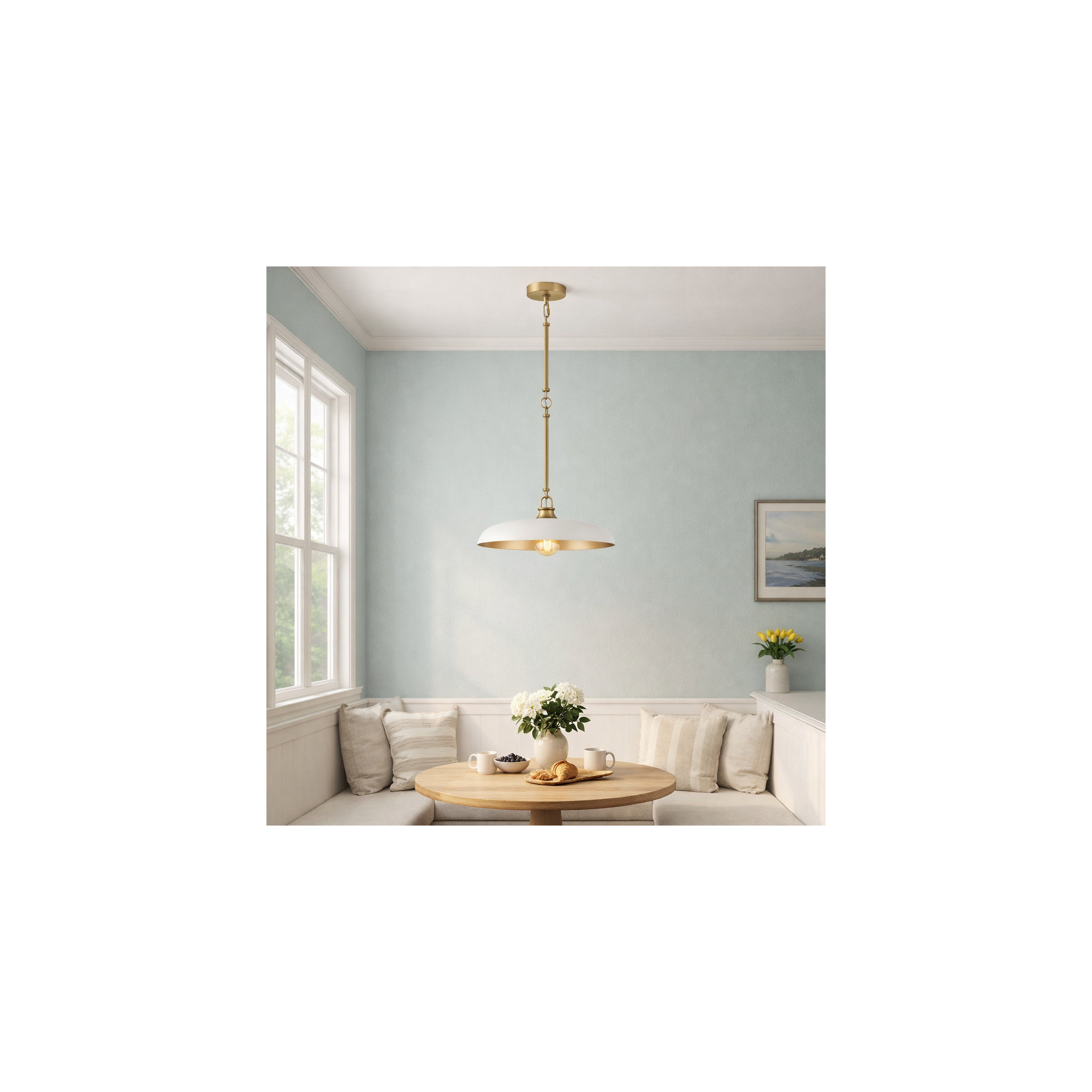 Hinkley Sadie Saucer Shaped Pendant, 6.25" H x 18" W x 18" D, Chalk White