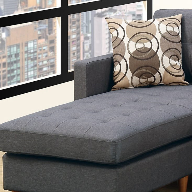 Haskell 86" Wide Reversible Sofa & Chaise, Gray Polyester Blend