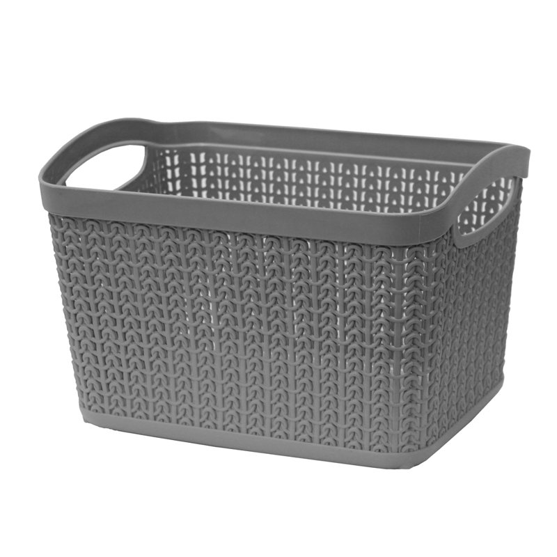 JVL Plastic Decorative Basket, Grey