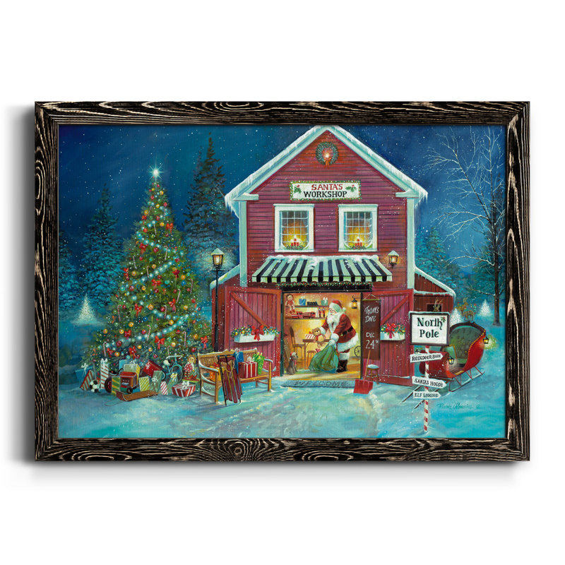 Santa's Workshop - Cadre photo, impression sur toile, Toile encadrée noire, H 24 po x l 18 po x P 1,5 po