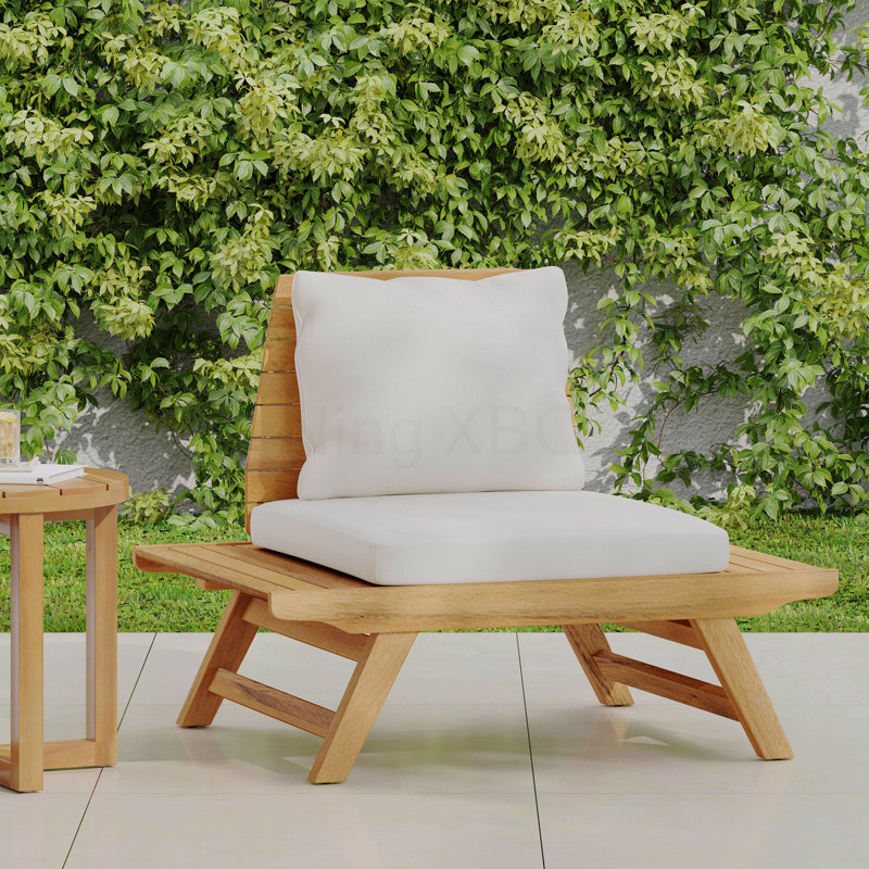Fauteuil de patio, White Cushion/Teak Frame