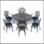 Table de salle à manger en aluminium coulé durable de 47,24 pouces avec structure noire et trou pour parasol pour les rassemblements extérieurs