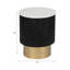 Wood Marble Metal Stone Contemporary Accent Table with Cylindrical Base and Modern Mixed-Material Design